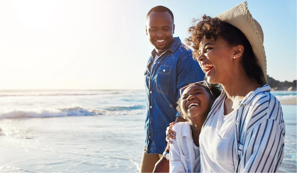 Family on beach
